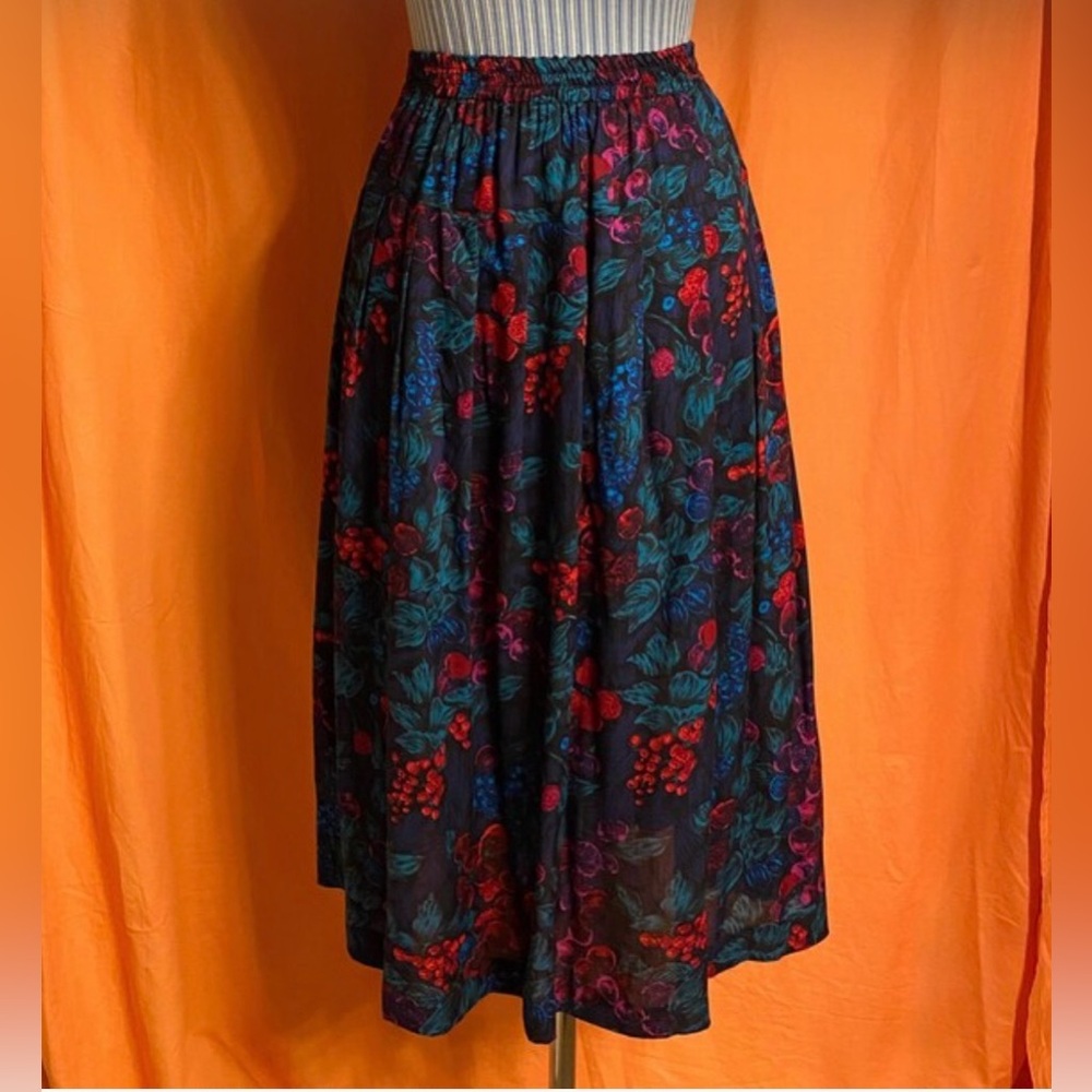 1980s Andrea Gayle Wild Berry Midi Skirt